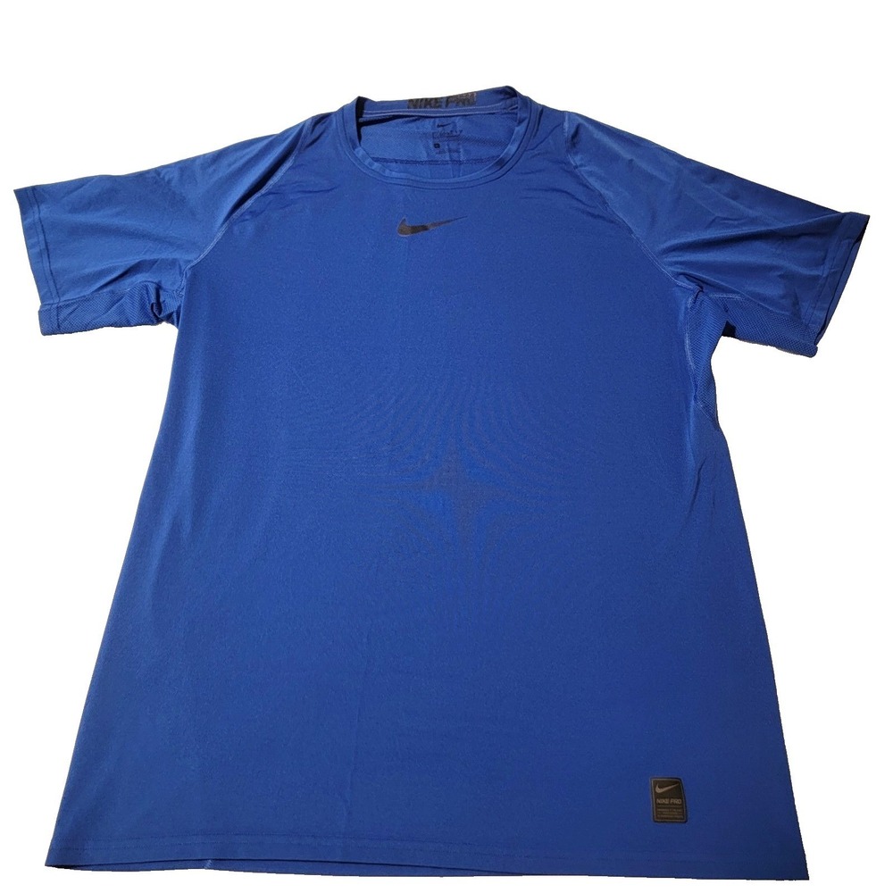 Nike Pro Shirt Mens XL Fitted Short Sleeve Athletic Workout Gym Blue Fitness